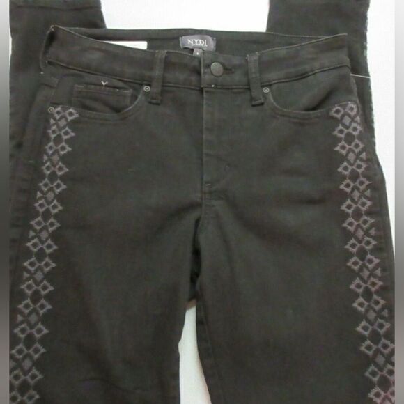 NYDJ Ami skinny leggings black w/grn stitch sz 6 - Picture 1 of 3